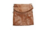 Camel leather bag with fold-over effect